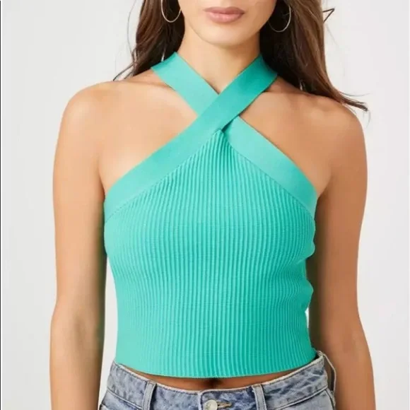Myntra Mint Dress Forever 21 Shoulder Crop Forever 21 Green Top